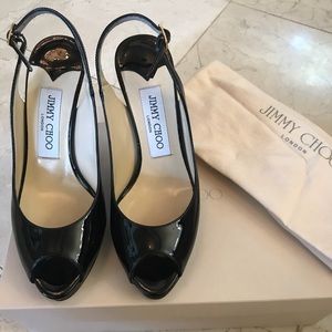 Jimmy Choo nova black patent sandals size 35